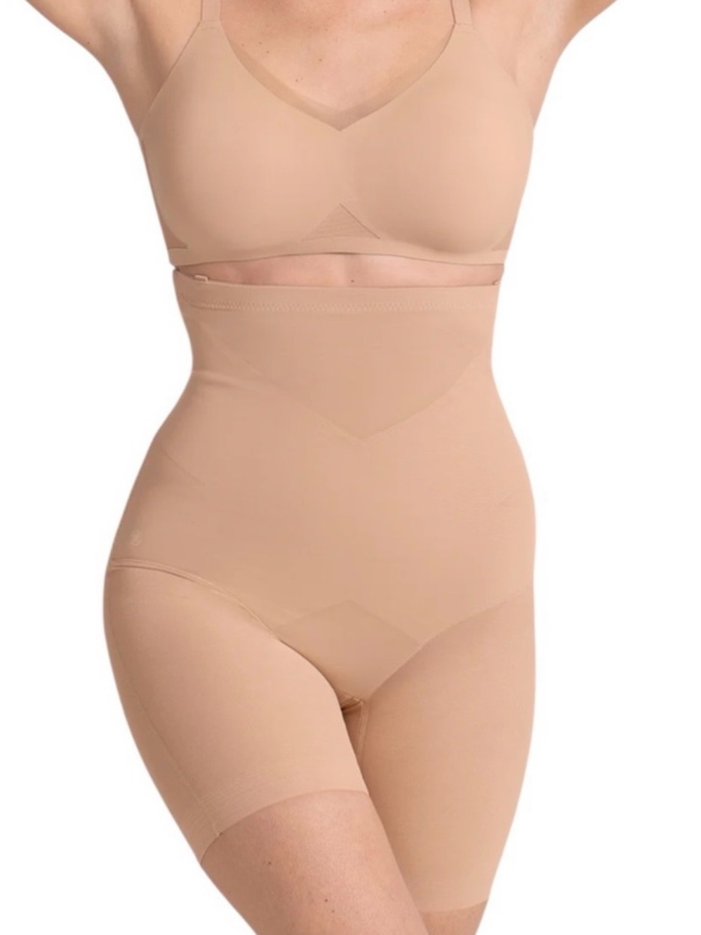 Honeylove SuperPower Mid Waist Shapewear Shorts Medium Beige Sculpting Curves